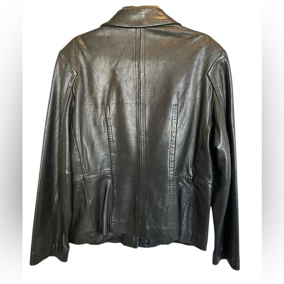 Vintage Avanti NY Women’s Genuine Black Leather Button Tapered Jacket XL - Picture 2 of 10
